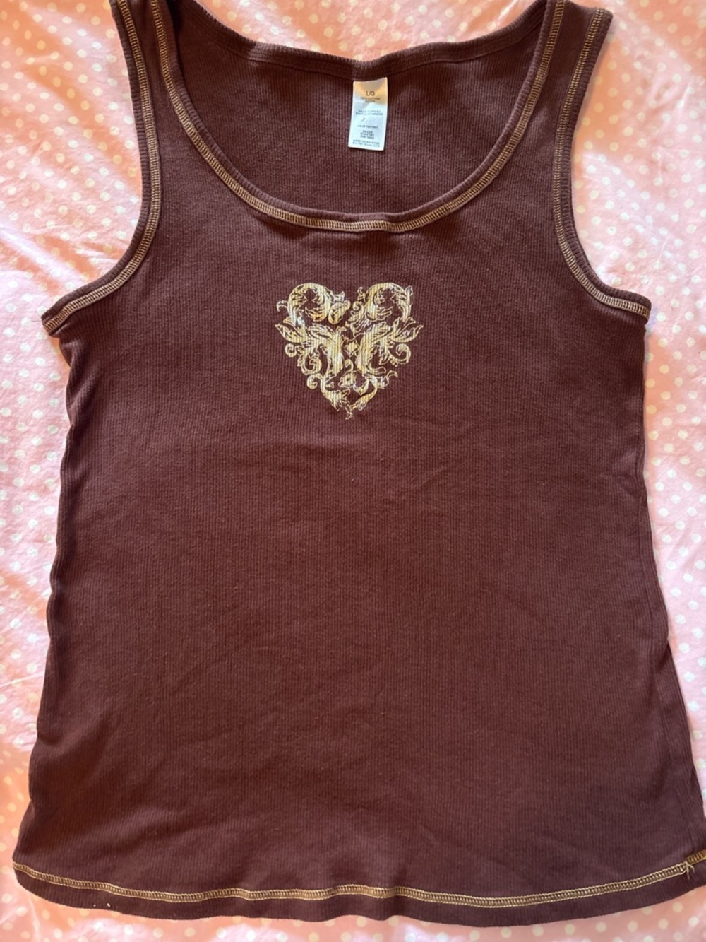2000’s Brown Gold Heart Y2K Top